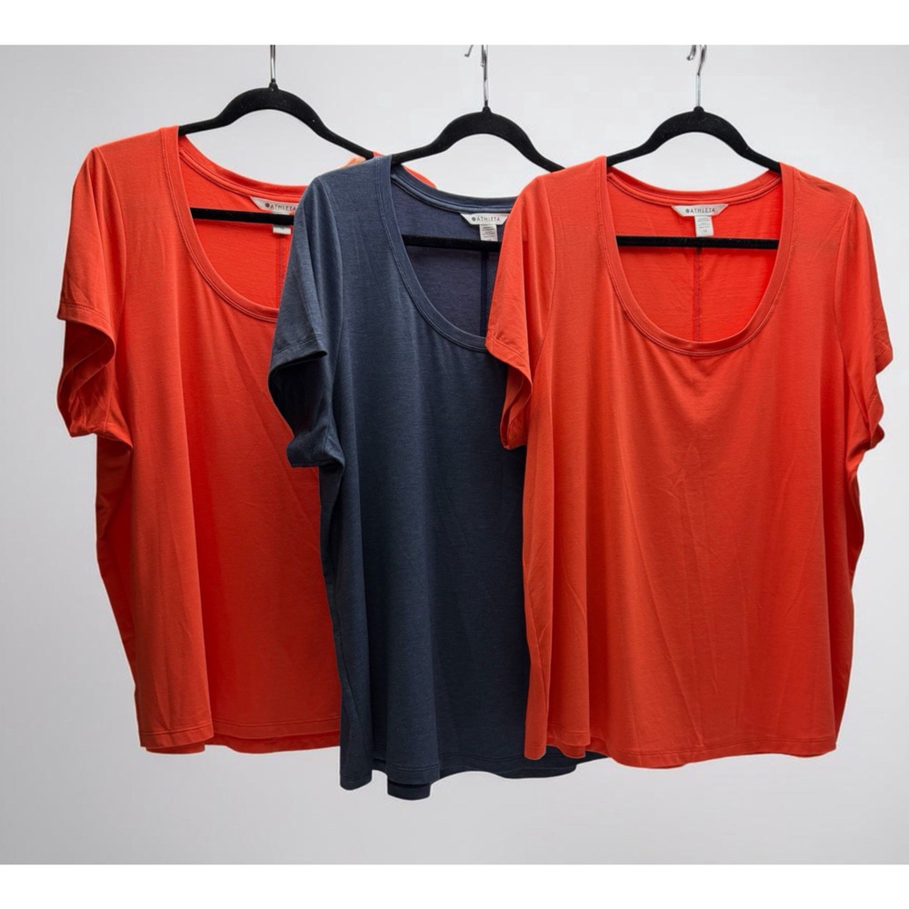 Athleta Tops Lot 3 Women's 1X Tees Shirts Short Sleeve Athletic Orange Blue